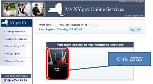 My NY.gov page for BPSS